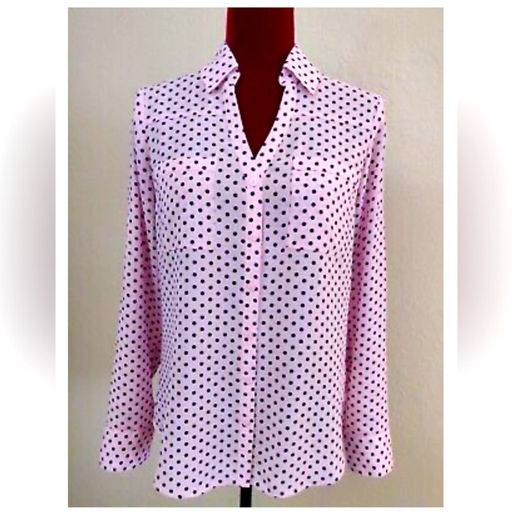 Express Pink Polka Dot Button-Down Shirt